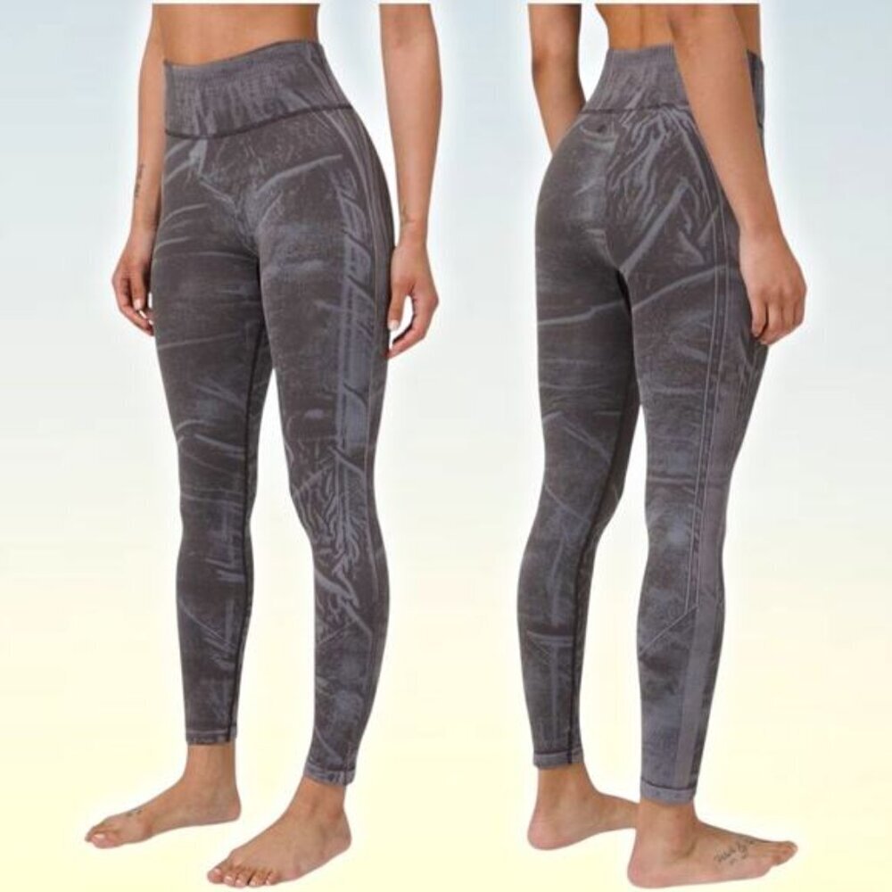 LULULEMON Ebb to Street Tight Sz 4 Stone Wash Graphite Grey